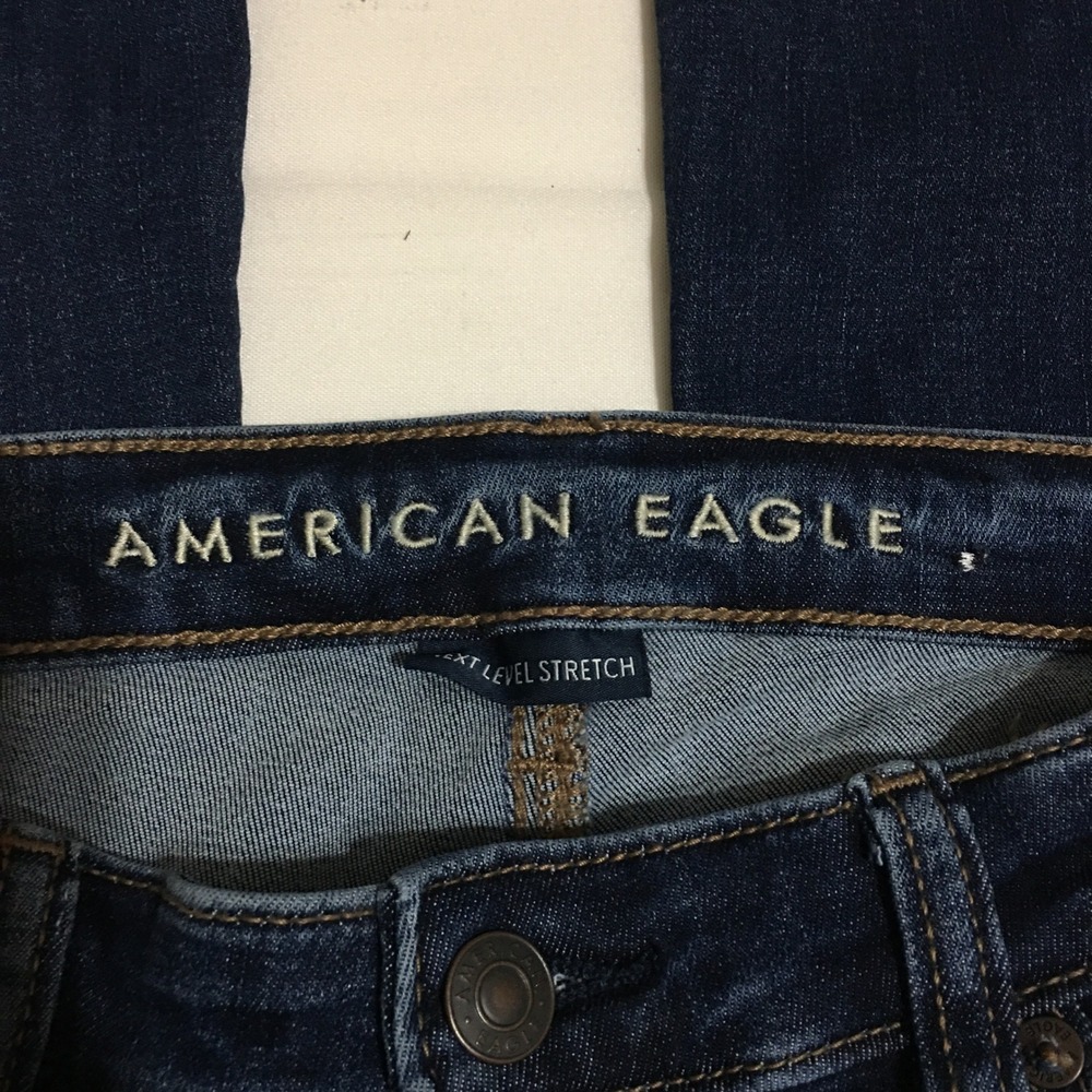 American Eagle Super High-Rise Flare Jeans 8 Short Dark Wash Next Level Stretch - Picture 3 of 11
